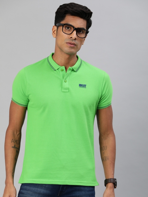 

BEAT LONDON by PEPE JEANS Men Green Solid Slim Fit Polo Collar T-shirt