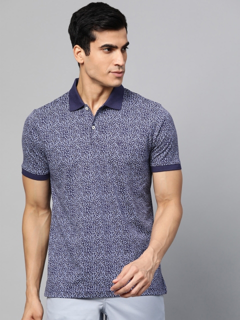 

Blackberrys Men Blue Printed Polo Collar Pure Cotton T-shirt
