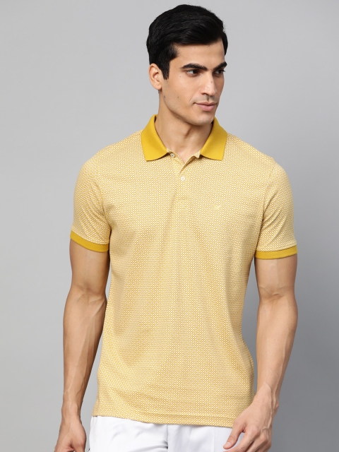 

Blackberrys Men Yellow &White Printed Polo Collar T-shirt