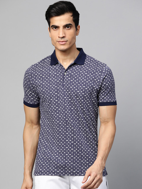 

Blackberrys Men Navy Blue & White Conversational Printed Polo Collar T-shirt