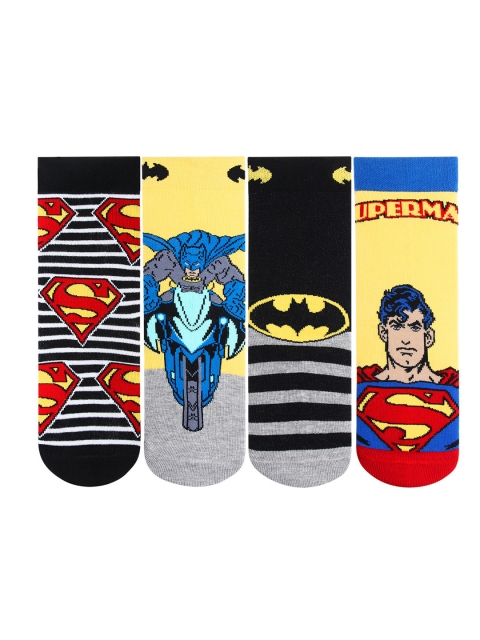 

Bonjour Unisex Kids Pack of 4 Assorted Superman Batman Calf-Length Socks