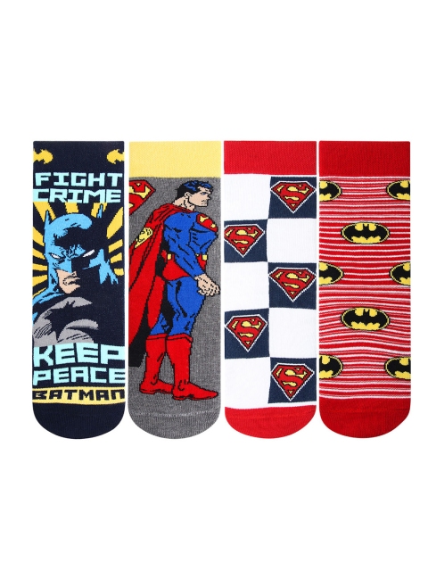

Bonjour Unisex Kids Pack of 4 Assorted Superman Batman Calf-Length Socks