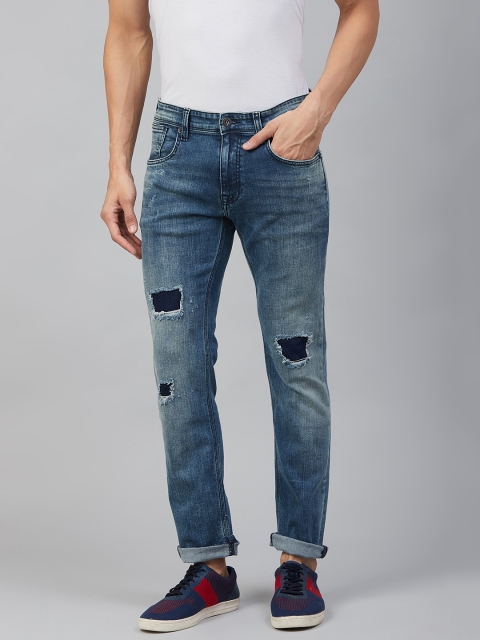 

BEAT LONDON by PEPE JEANS Men Blue Slim Fit Low-Rise Mildly Distressed Stretchable Jeans