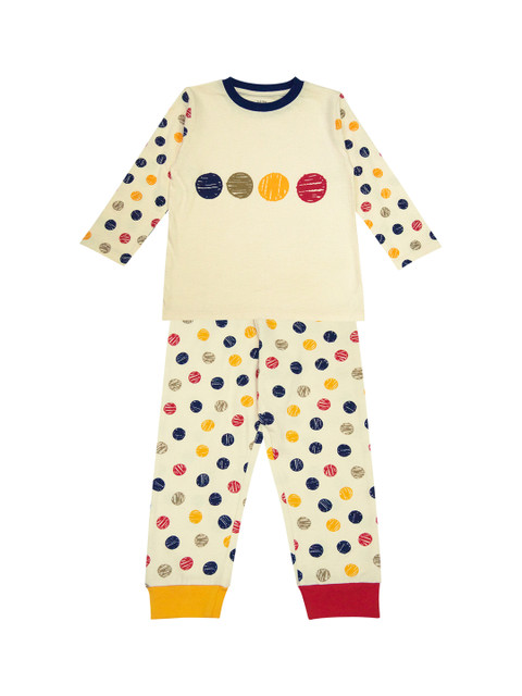 

ventra Boys Beige & Blue Printed Night Suit V131J102-23