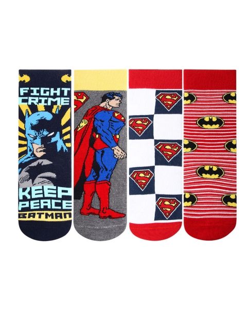 

Bonjour Kids Pack of 4 Assorted Superman Batman Calf-Length Socks
