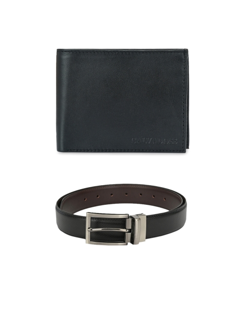 

Calvadoss Men Black & Brown Premium Belt & Wallet Gift Set