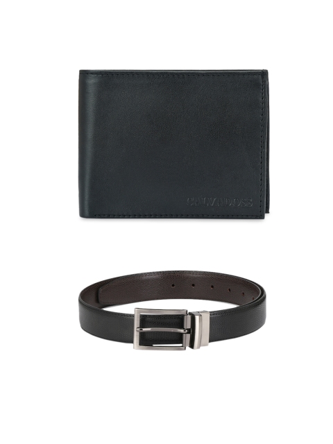 

Calvadoss Men Black & Brown Premium Belt & Wallet Gift Set