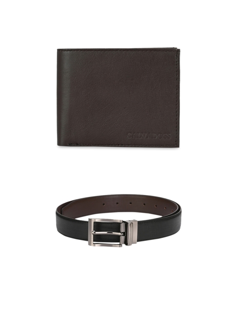 

Calvadoss Men Black & Brown Leather Accessory Gift Set