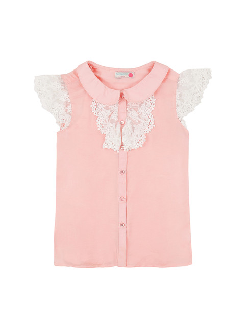 

Pantaloons Junior Girls Pink Self Design Shirt Style Top