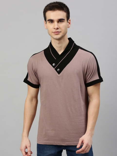 

HERE&NOW Men Mauve Solid V-Neck T-shirt