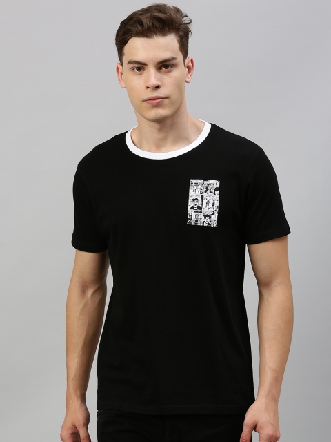 

HERE&NOW Men Black Solid Round Neck T-shirt
