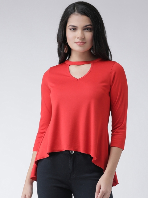 

Texco Women Red Solid High-Low Top