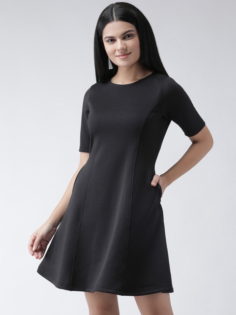 

Texco Women Black Solid Fit and Flare Dress
