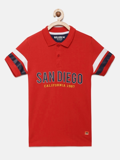 

Killer Boys Red Printed Polo Collar T-shirt