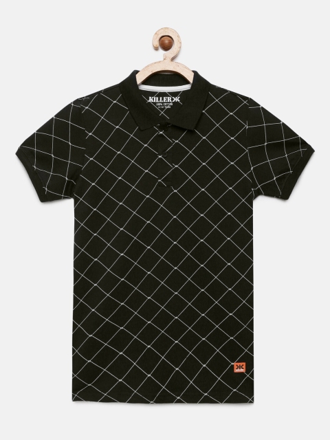

Killer Boys Black Printed Polo Collar T-shirt