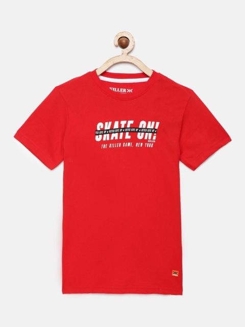 

Killer Boys Red Printed Round Neck T-shirt