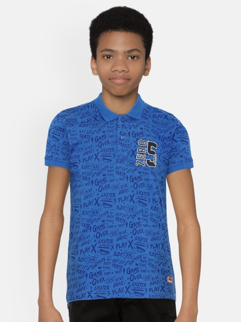 

Killer Boys Blue Printed Polo Collar T-shirt