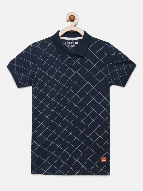 

Killer Boys Navy Blue Printed Polo Collar T-shirt