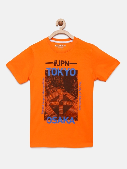 

Killer Boys Orange Printed Round Neck T-shirt