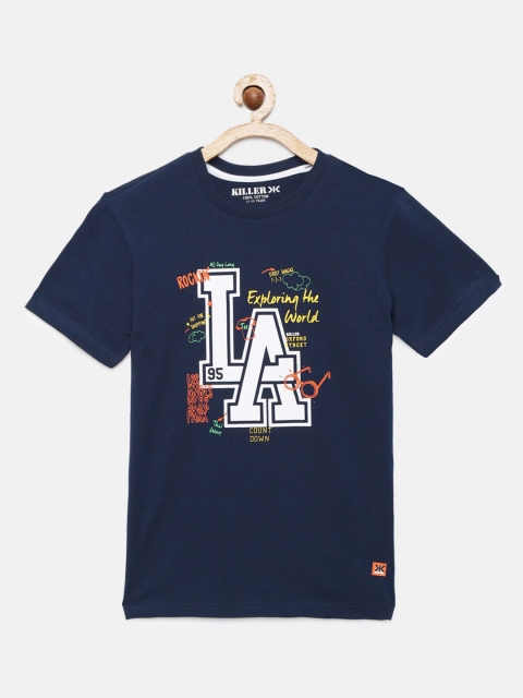 

Killer Boys Navy Blue Printed Round Neck T-shirt