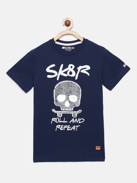 

Killer Boys Navy Blue Printed Round Neck T-shirt