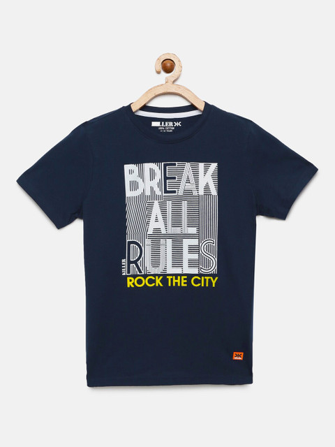 

Killer Boys Navy Blue Printed Round Neck T-shirt