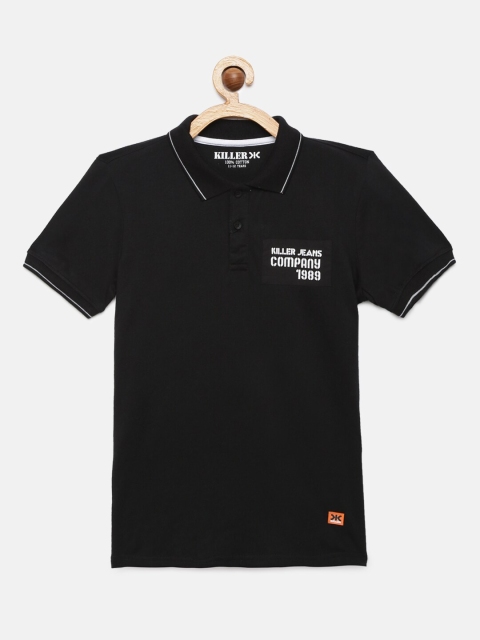 

Killer Boys Black Solid Polo Collar T-shirt