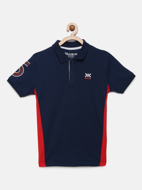 

Killer Boys Navy Blue Solid Polo Collar T-shirt