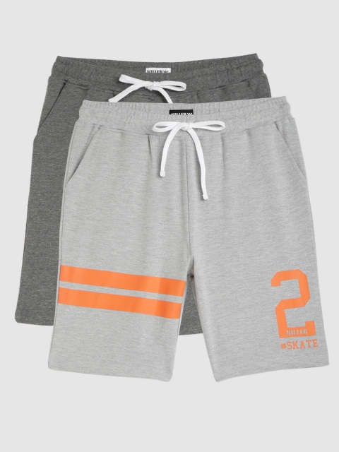 

Killer Boys Pack of 2 Multicoloured Solid Regular Fit Regular Shorts, Grey