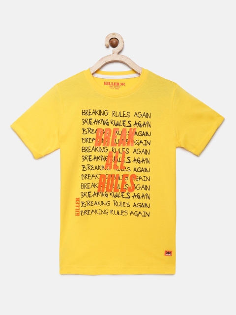 

Killer Boys Yellow Printed Round Neck T-shirt