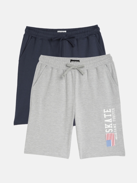 

Killer Boys Pack of 2 Grey And Navy Blue Regular Fit Shorts