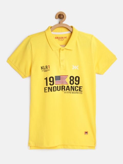 

Killer Boys Yellow Printed Polo Collar T-shirt
