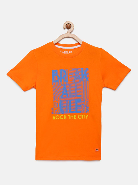 

Killer Boys Orange Printed Round Neck T-shirt
