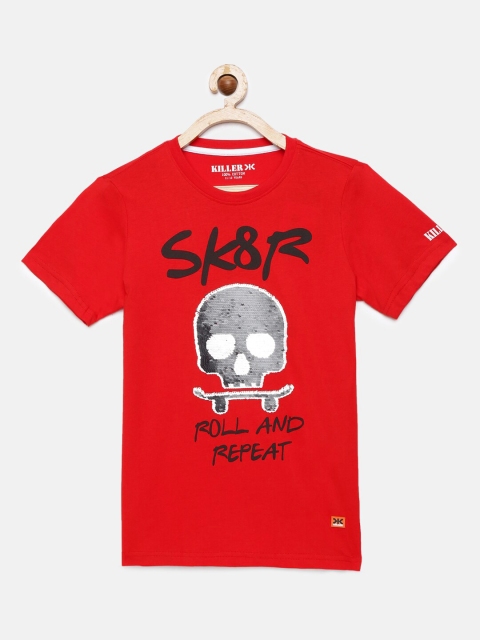 

Killer Boys Red Printed Round Neck T-shirt