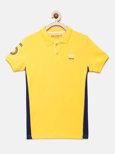 

Killer Boys Yellow Solid Polo Collar T-shirt