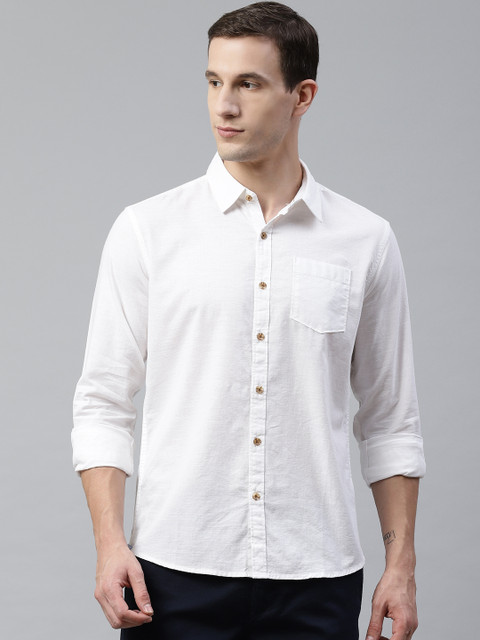 

BEAT LONDON by PEPE JEANS Men White Slim Fit Solid Casual Shirt