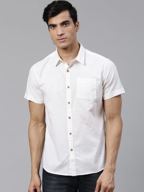 

BEAT LONDON by PEPE JEANS Men White Slim Fit Solid Casual Shirt