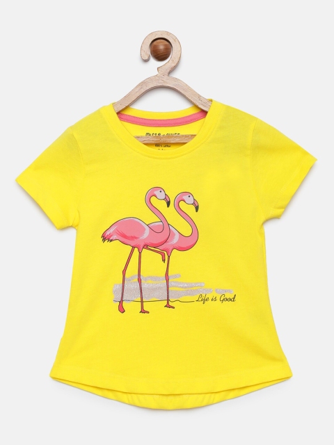 

Miss & Chief Girls Yellow Printed Round Neck T-shirt