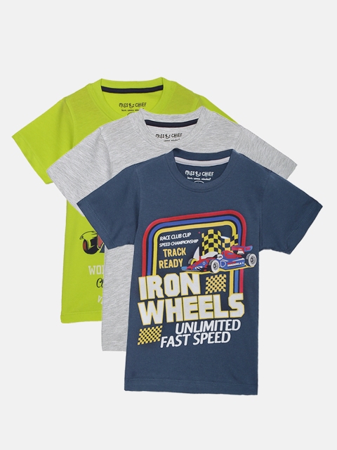 

Miss & Chief Boys Pack of 3 Printed Round Neck T-shirts, Multi