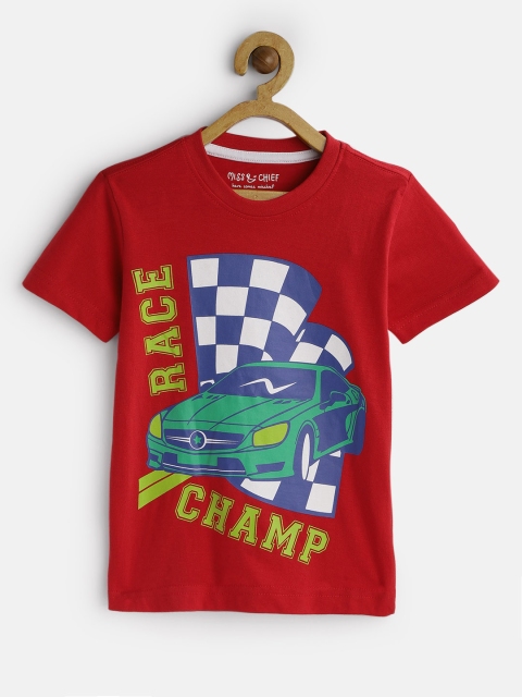 

Miss & Chief Boys Red Printed Round Neck T-shirt
