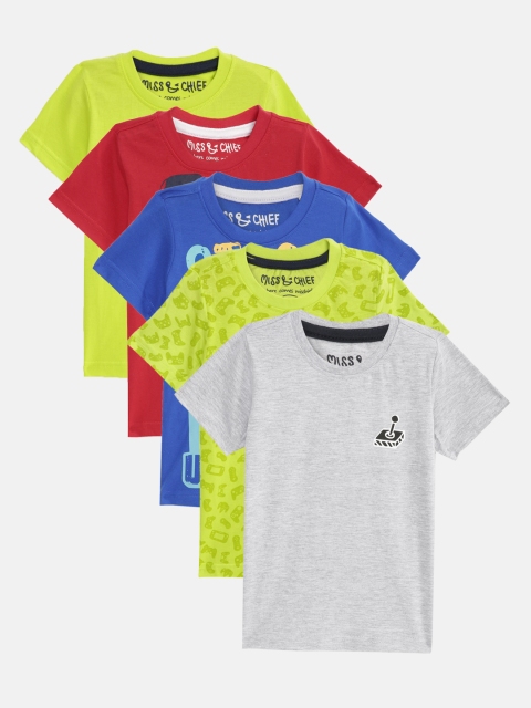 

Miss & Chief Boys Pack of 5 Printed Round Neck T-shirts, Yellow