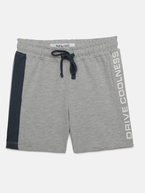 

Miss & Chief Boys Grey Melange Printed Regular Fit Regular Shorts