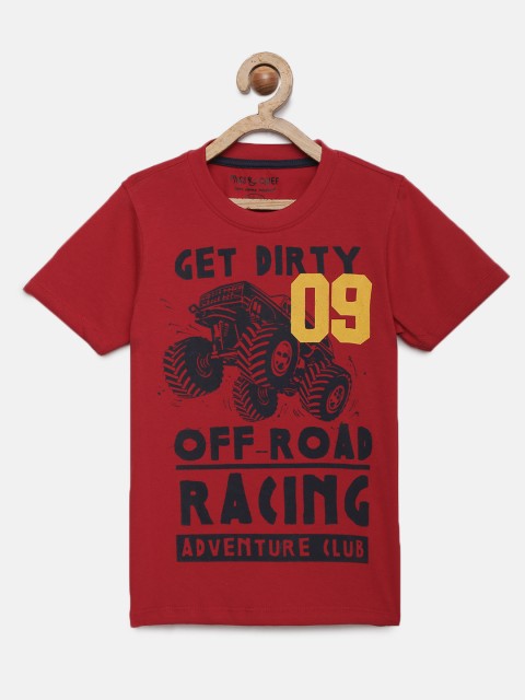 

Miss & Chief Boys Red Printed Round Neck T-shirt