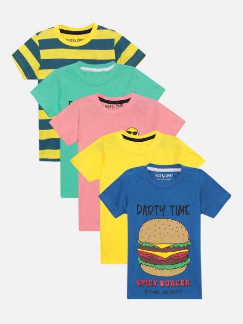 

Miss & Chief Boys Pack of 5 Multicoloured Printed Round Neck T-shirts, Multi