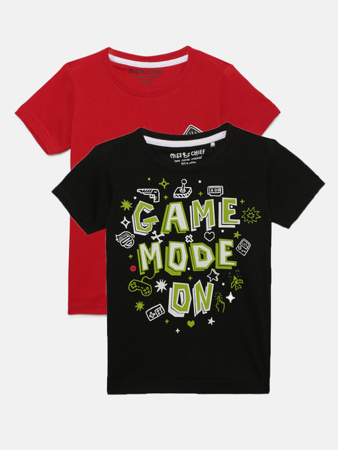 

Miss & Chief Boys Pack of 2 Round Neck T-shirts, Black