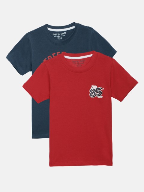 

Miss & Chief Boys Pack of 2 Round Neck T-shirts, Red