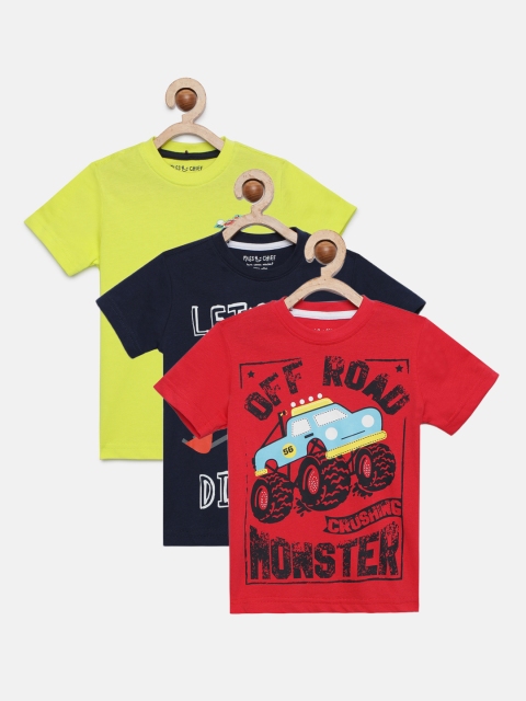 

Miss & Chief Boys Pack of 3 Printed Round Neck T-shirts, Multi