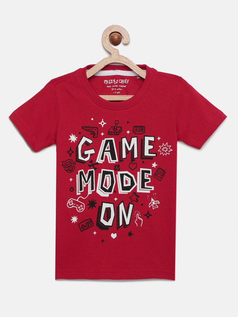 

Miss & Chief Boys Red Printed Round Neck T-shirt