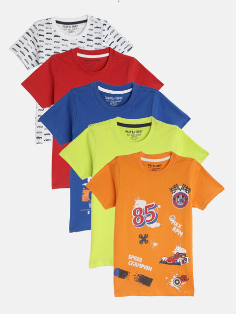 

Miss & Chief Boys Pack of 5 Round Neck T-shirts, Multi