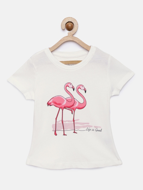 

Miss & Chief Girls White Printed Round Neck T-shirt